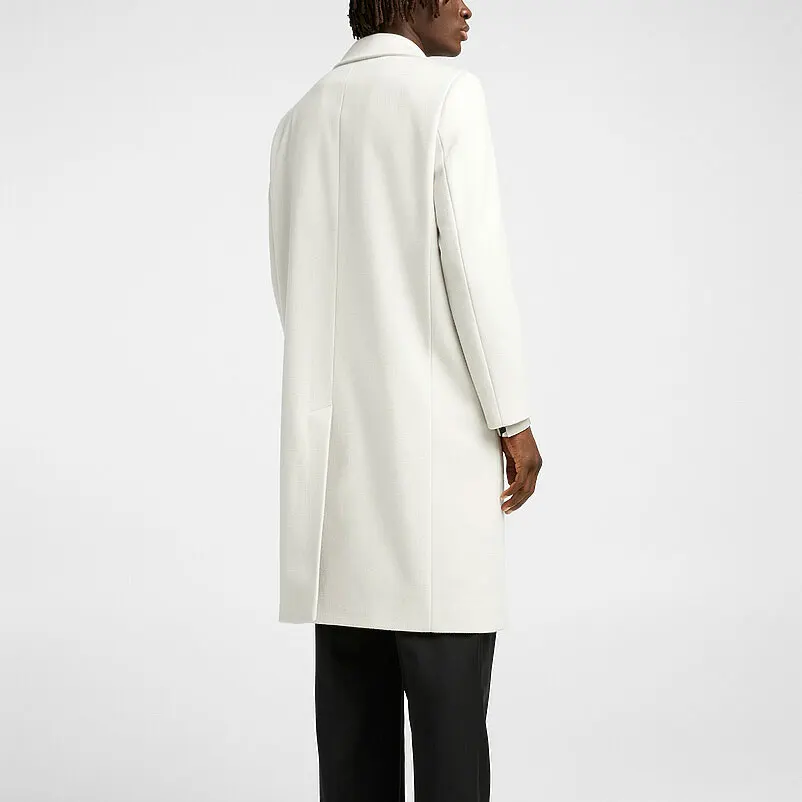 Winter Custom White Single Button Long Wool Trench Coats for Men