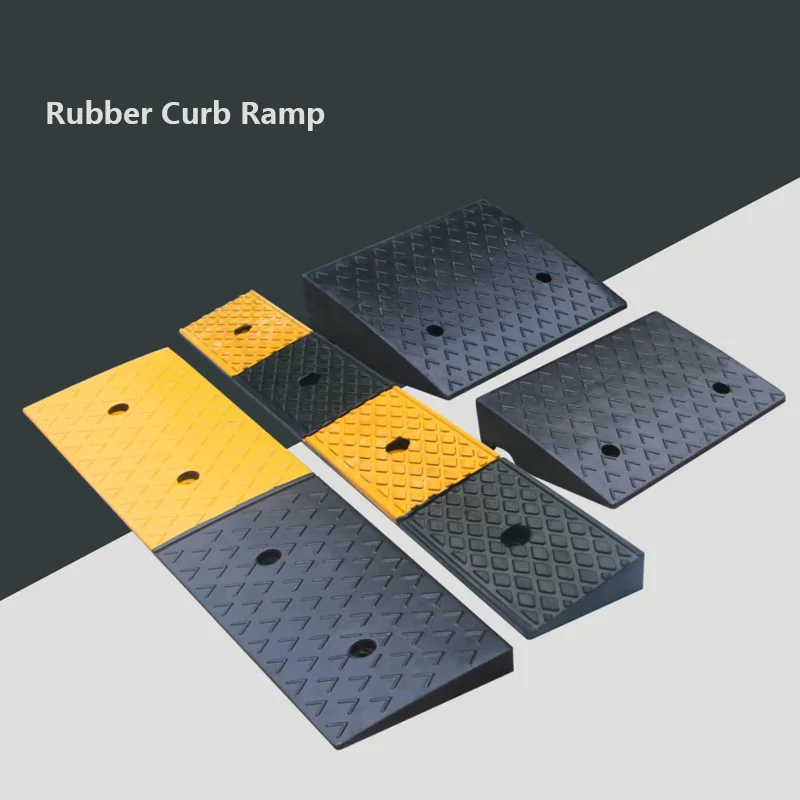 Accessible Rolled Edge Rubber Roadway Product for Driveway Curb Ramp Tire Chocks Wheel Stoppers Car Slope