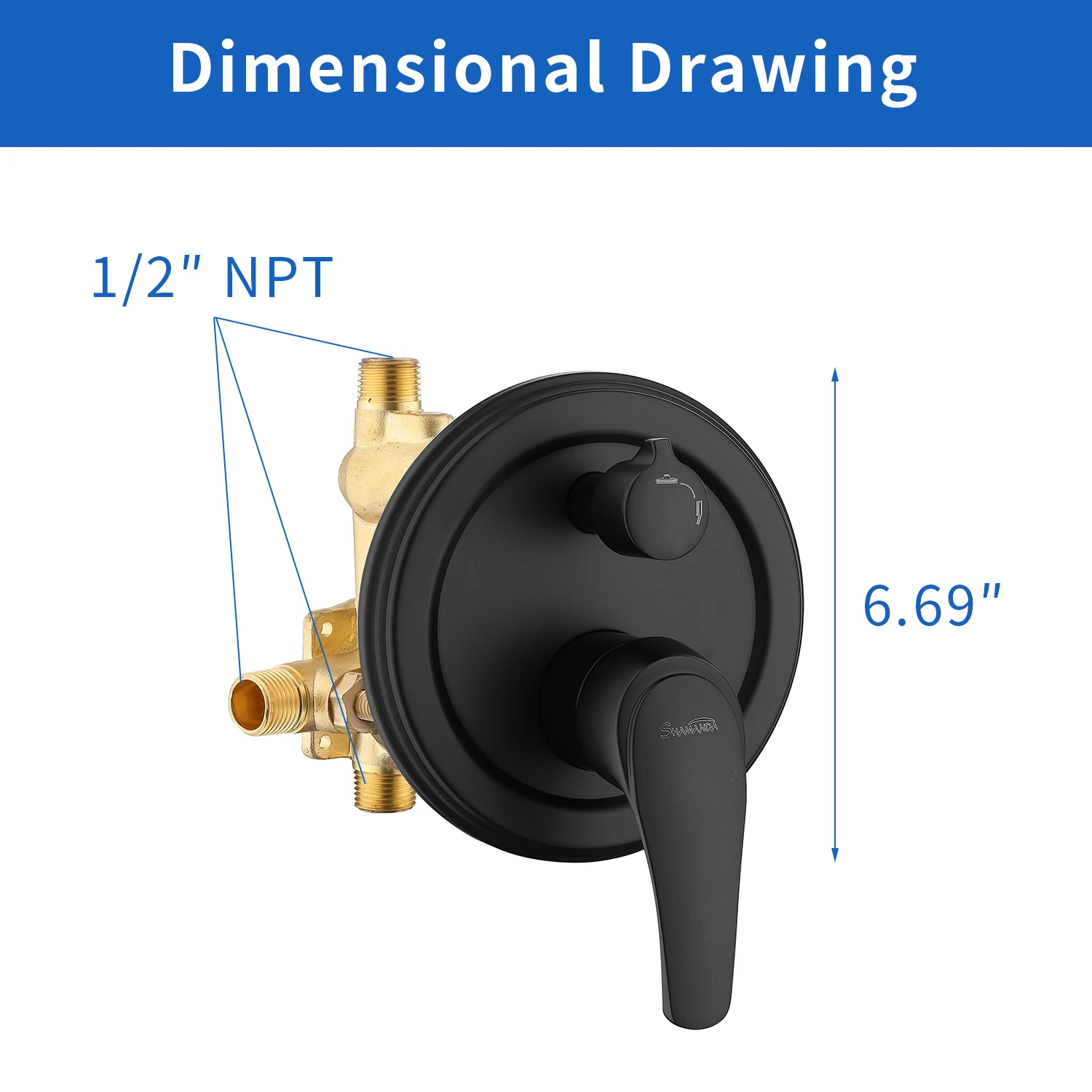 Contemporary shower mixer valve wall mounted concealed 2 way shower mixer with diverter