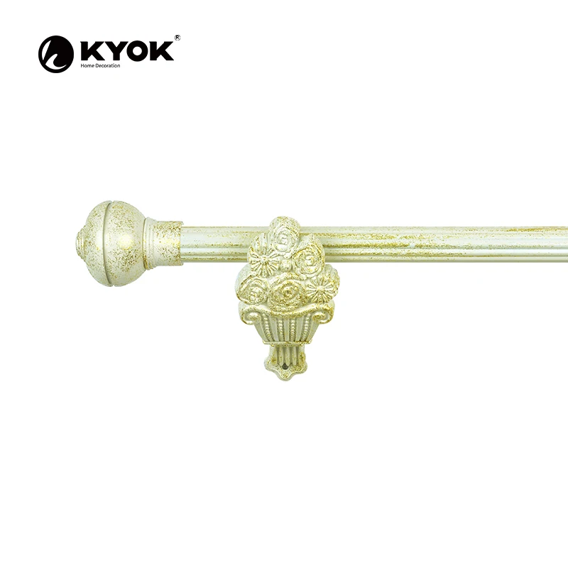 New Glass Ball Pipe Flower Shaped Football Finial Curtain Rod stainless Nickle Pipe Bracket For Living Room