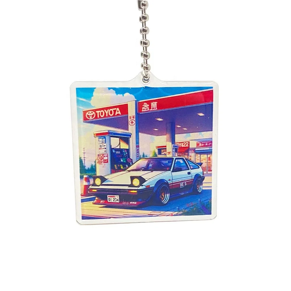 Custom acrylic pendant Key Chain double sides printing phone charms plastic keychain with epoxy glitter