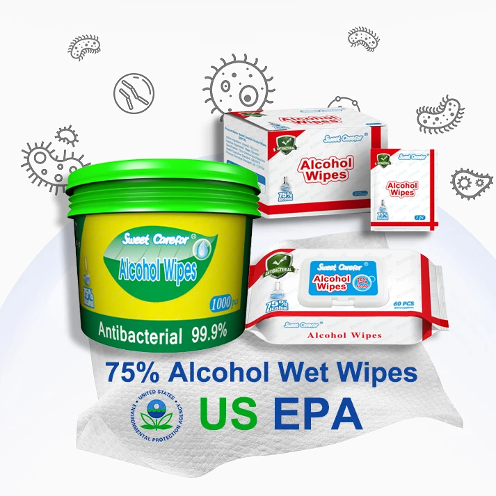 EPA Certified Spunplace Non Woven Medical Alcohol Swab Alcohol Prep Pad 75% sanitary products Customized