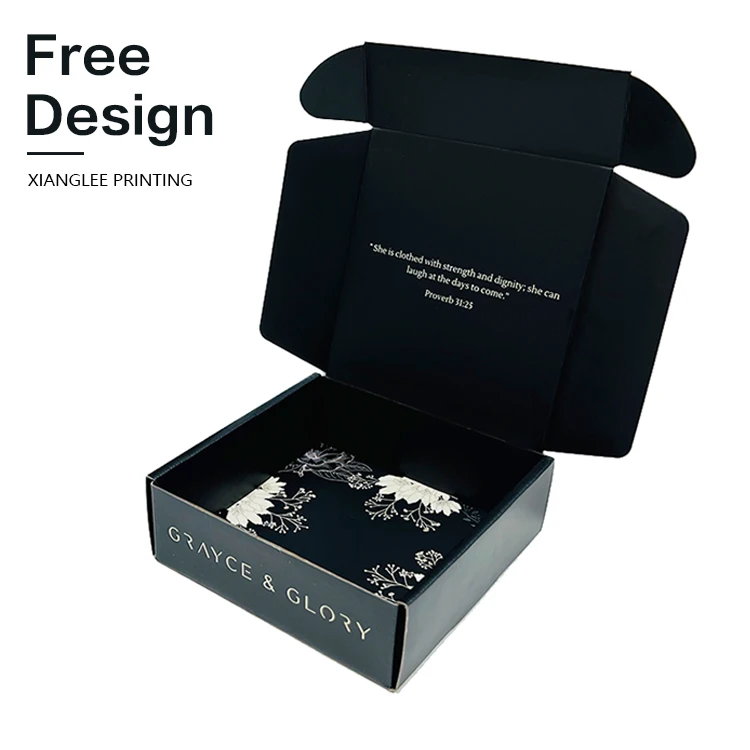 Mailer Box,durable Clothing / Gift / Shoes Paper Packaging Cardboard Shipping Boxes Bio Degradable Custom Logo Printed Black 001