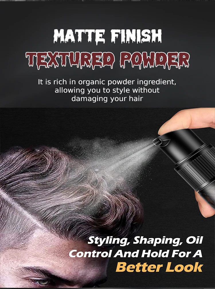 No residue No colors  leaves mattfying hair styling volume powder space x powder private label for hair men