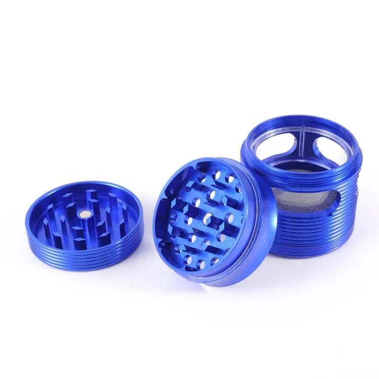 Wholesale Custom OEM 2.5 Inch 4 Layers Fancy Circle Aluminum Alloy Tobacco Herb Grinder Grinder With Window