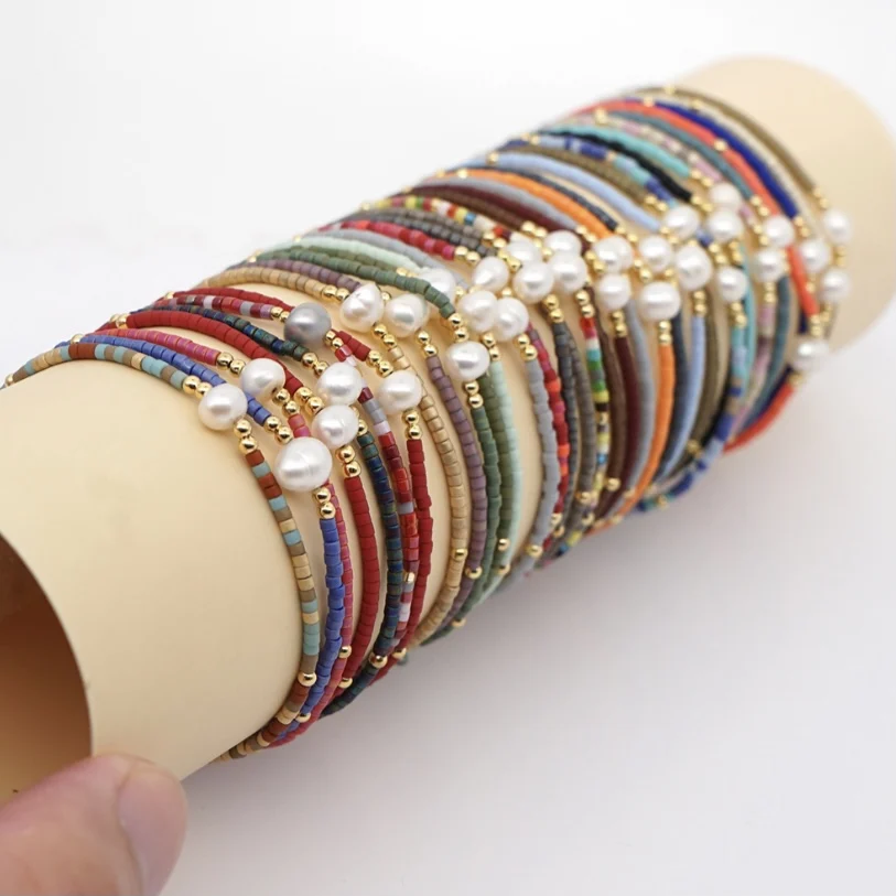 LS-C2101 Minimalist bracelet for men women pearl bracelet   high quality seed beads bracelet handmade jewelry