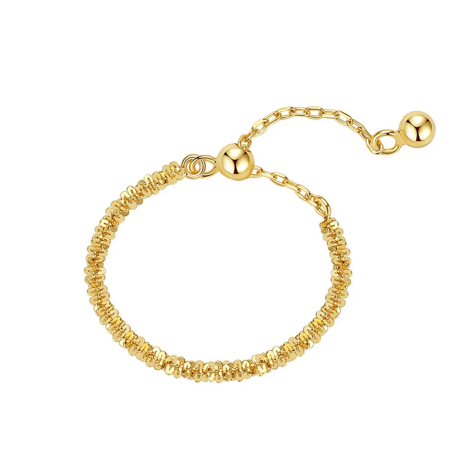 new design 925 sterling silver jewelry popular gold vermeil ball bead sparkle chain ring