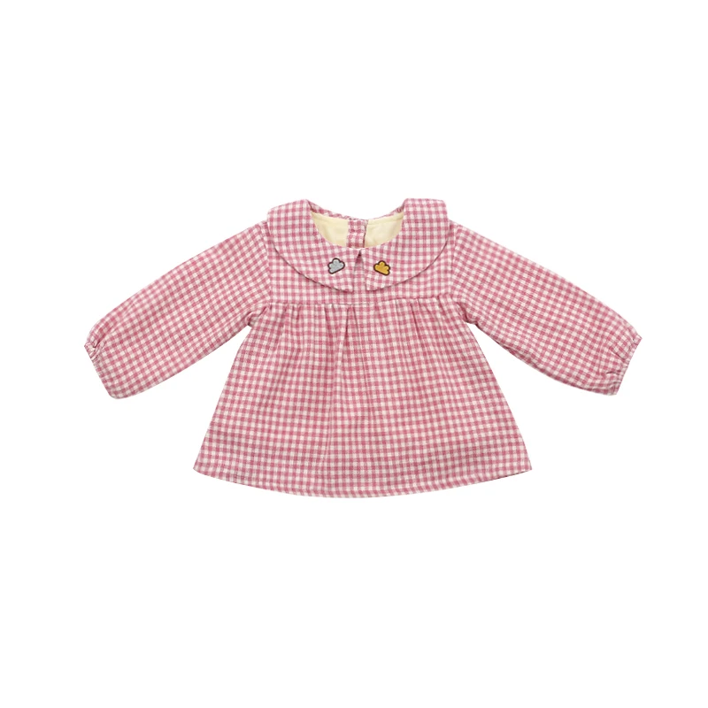 
Cute plaid design solid color long sleeve one-piece 0-3-year old baby girl dress wholesale 2020 NEW baby skirts 