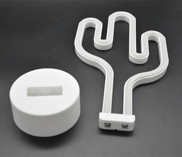 Cactus Shaped with Green Lamp Mini 3D Table Desk NightLights Baby Kids Flexible Led Neon Light With Baser For Home Decor Bedroom