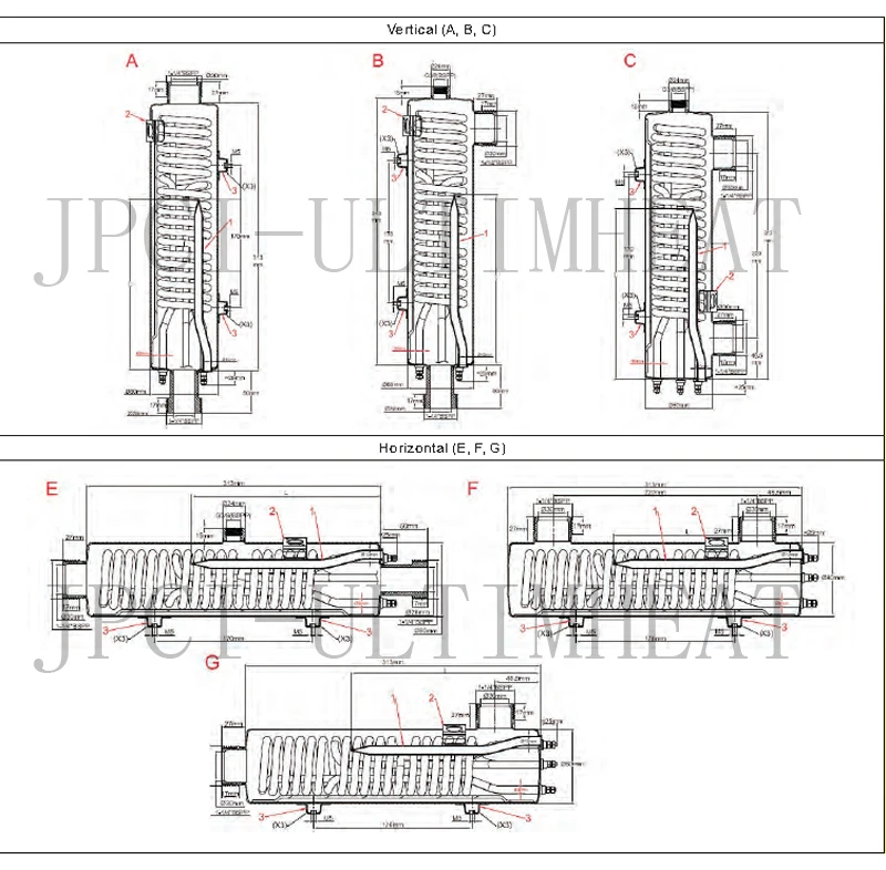 JPCI Type 9SUC31, hairpin tubular industrial electric liquid heaters
