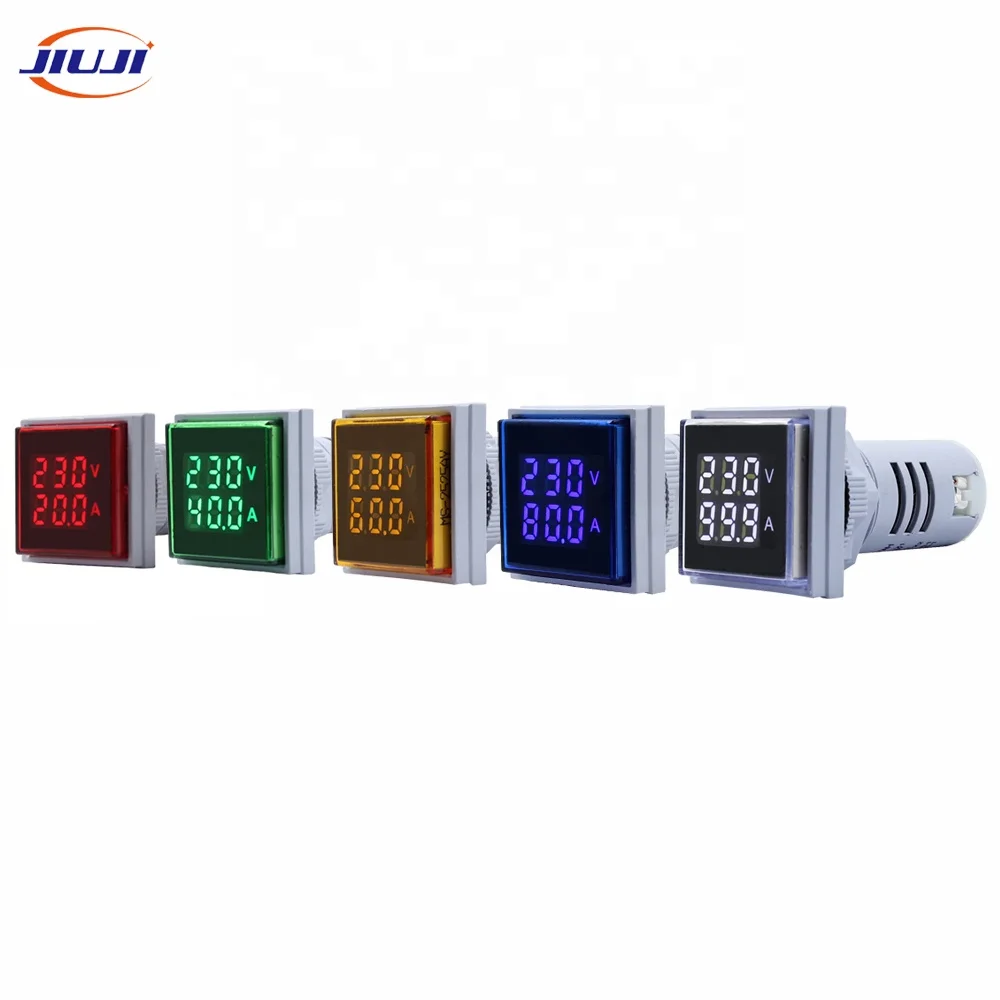 white Square V+A LED Display 22mm AC Meter Indicator 2 in 1 digital ammeter and voltmeter