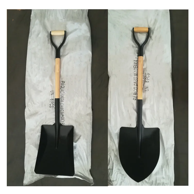 high quality Spain square shovel round point shovel with wooden handle T   metal Y  fiberglass  T