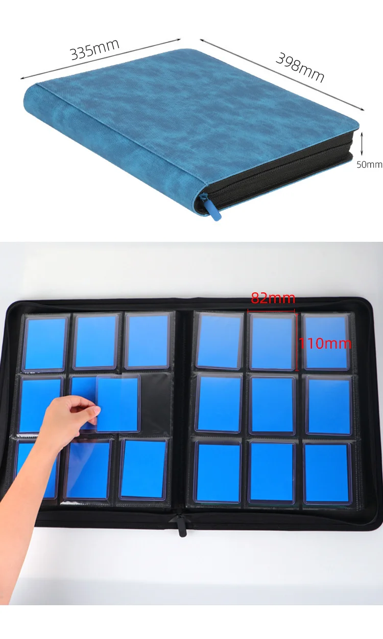 High Quality PU Leather Trading Toploaders Card Binder  9 Pockets Top Loader Card Binders