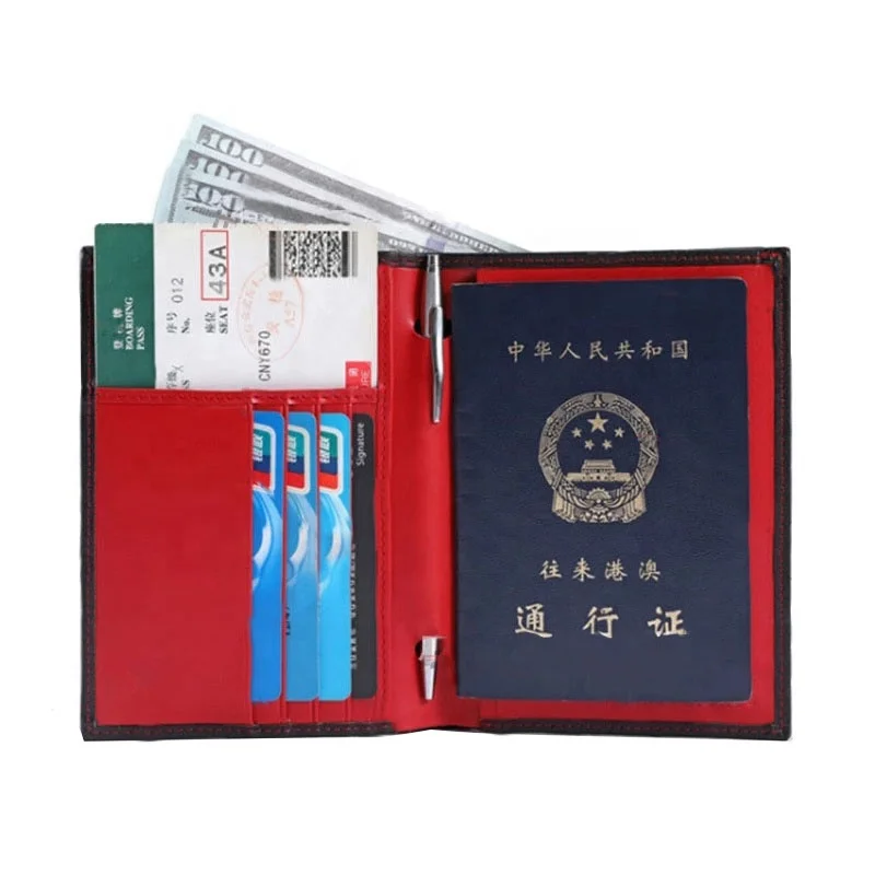 2021 Travel Carbon Fiber Leather Passport Cover Custom RFID Blocking Passport Holder Wallet