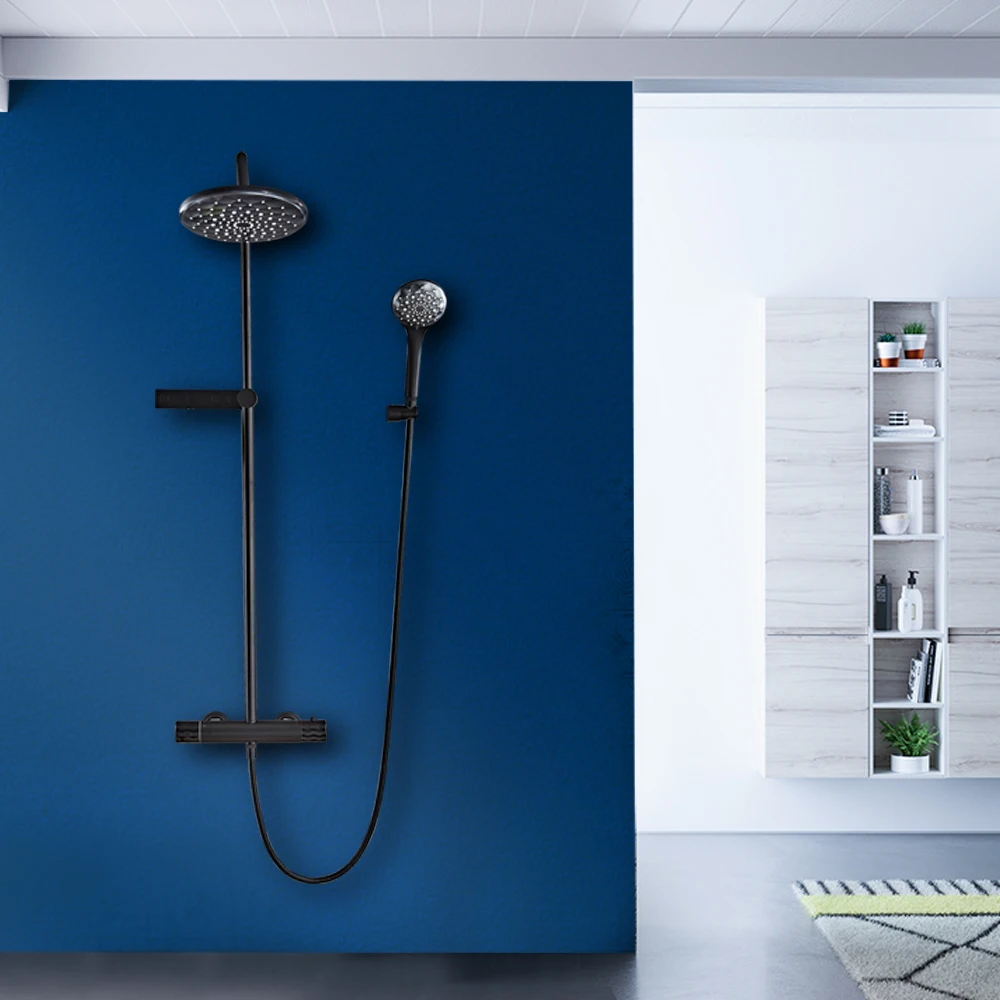 YUNDOOM Solid Brass Bathroom Faucet with Space Aluminum Design, Luxury Shower Head for RV, Brushed Nickel Finish