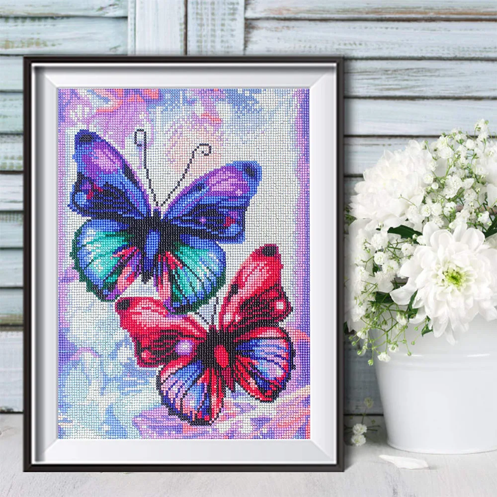 40x30cm DIY Butterfly  for Gift and Indoor Decoration with Full Covered Round Acrylic Diamond on Oil Canvas Diamond Painting