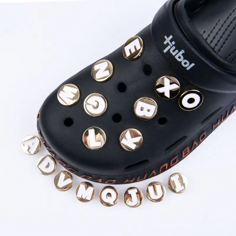 2022 round Custom Designer metal bling colorful letter charms for shoe accessory