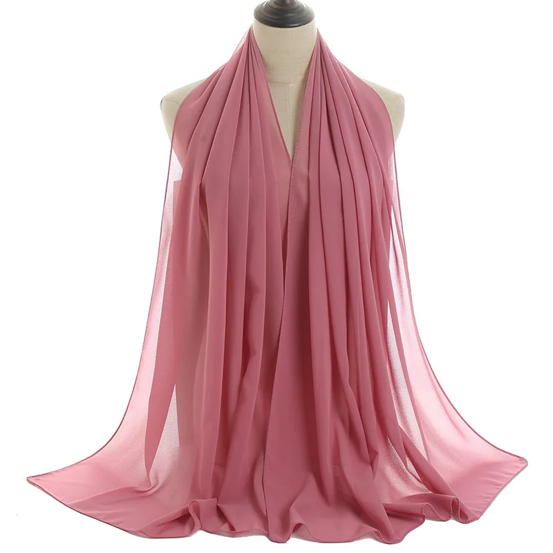 Custom Instant Neutral Premium Chiffon Hijab Solid Color Muslim Scarf Women Maxi Pearl Chiffon Hijab