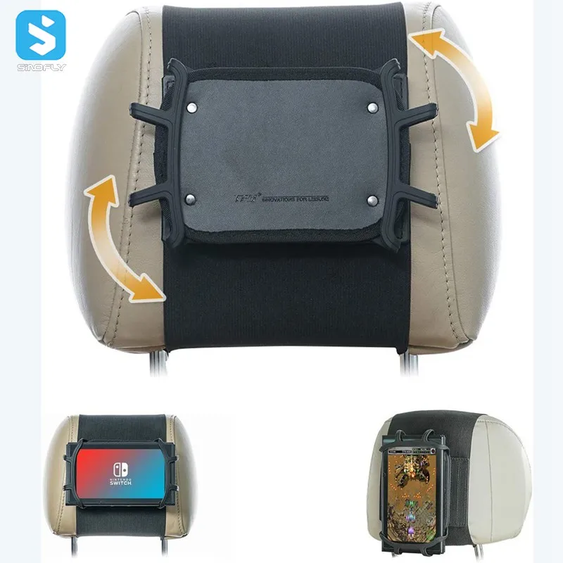 Регулируемый держатель для подголовника автомобиля, держатель для планшета для детей на задних сиденьях, противоскользящий ремень и удерживающая сетка