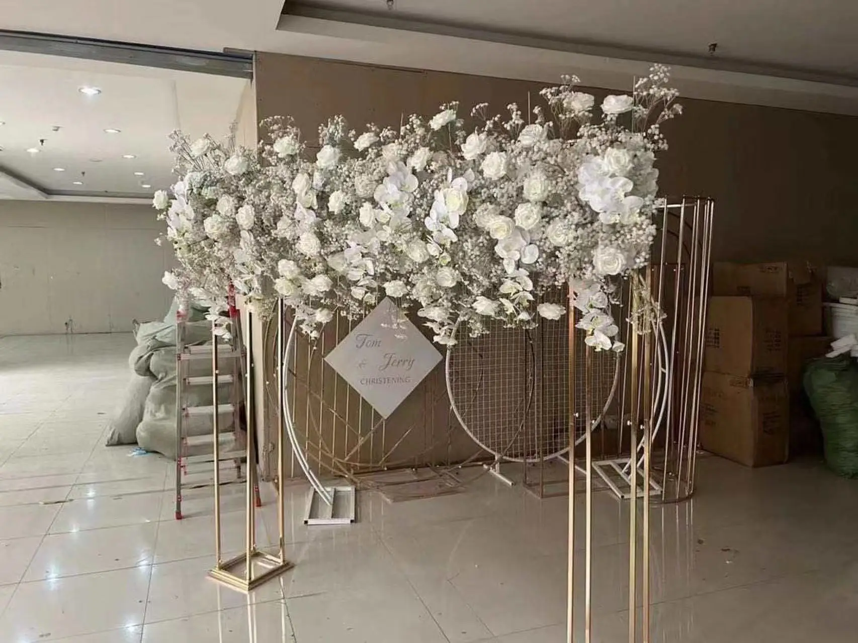 SZ Wedding Home Cloth Fabric Background Hanging Flower Curtain Row Silk Artificial Rose Flower Wall Runner for Wall Door Decor