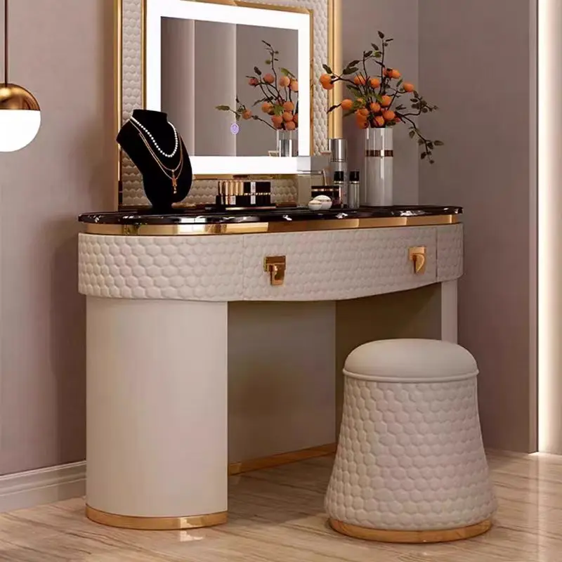 Creative Luxury High End Storage Makeup Table Post Modern Size Bedroom Light Luxury Italian Dressing Table Marble