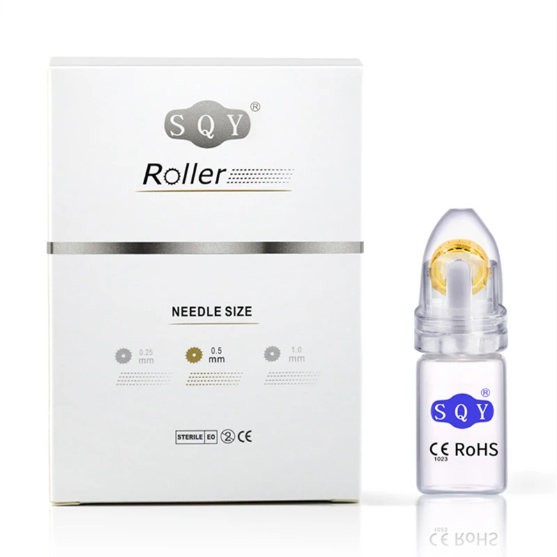 
2021 Newest BABYLY 2nd Generation Gold Derma Roller Titanium Alloy Microneedles 64 Pins Use For Facial Skin Beauty Whitening 