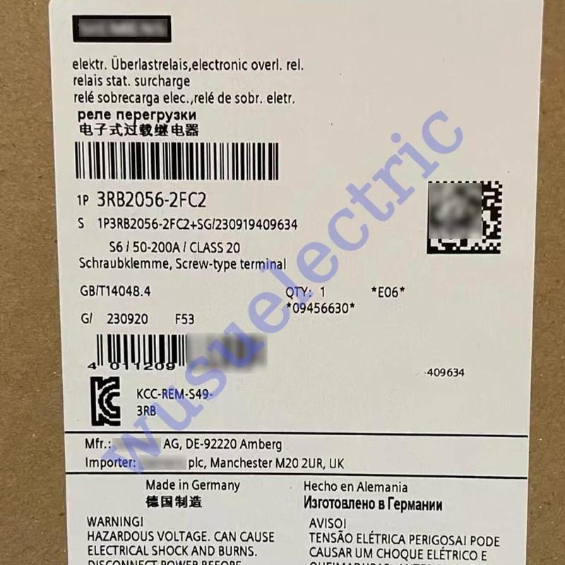 3RB2056-2FC2 Overload Relay 50 200 A for Motor Protection Frame Size S6, In stock best price