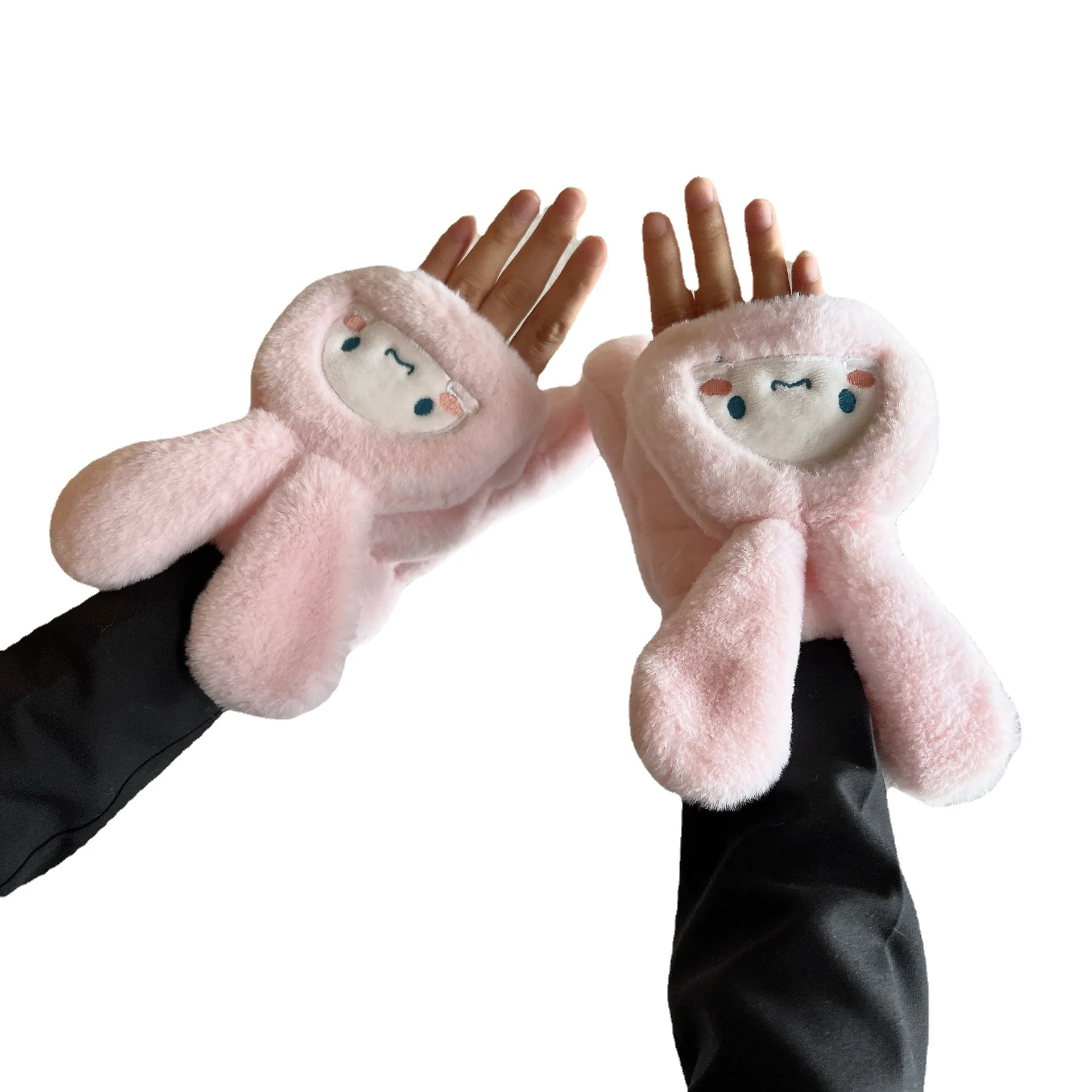 Оптовая продажа милые детские зимние теплые меховые варежки SUPERBEAR с рисунком животных из мультфильмов для девочек перчатки откидным верхом