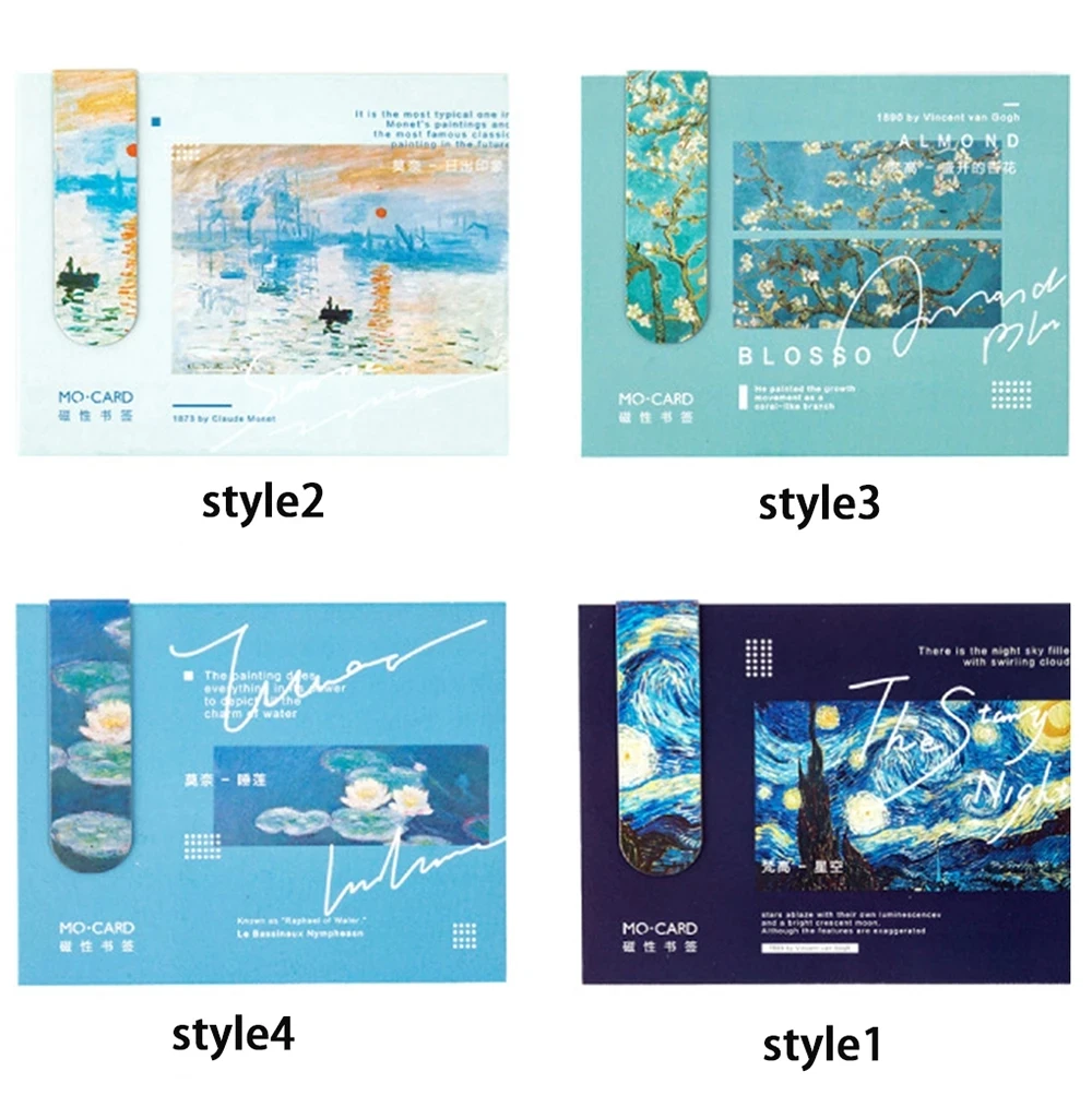 Creative Magnetic Bookmarks Van Gogh Literature Art Series DIY Decoration Books Mark
