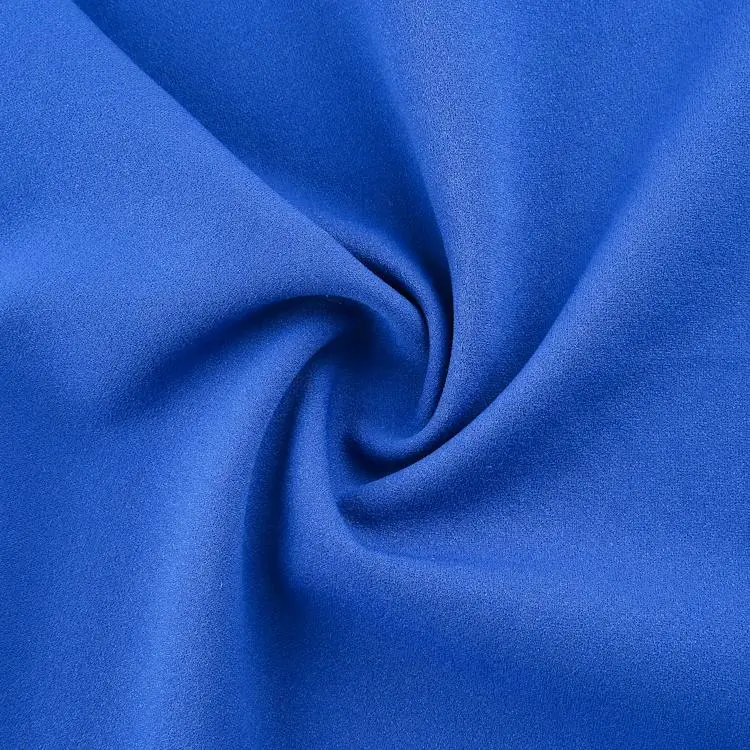 Eco-friendly 100%polyester solids color interlock double knitted rpet recycled yarn sustainable scuba crepe fabric for trousers