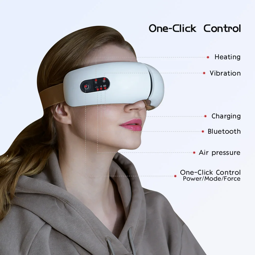 
USB Rechargeable Air pressure Vibration Heat Eye Massager With Music 