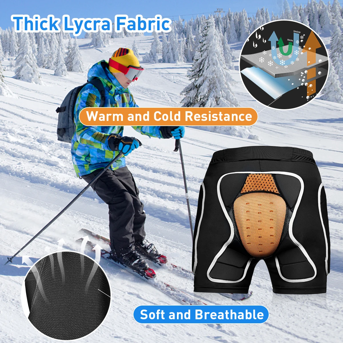 Benken Snowboarding Skiing 3D Padded Protective Shorts Ass Armor Hip Butt Tailbone