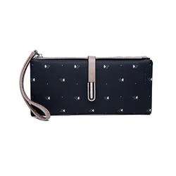 New Fashion Flower Printing Hasp Lock PU Purse for Girls Women Long Wallet Pouch Bag