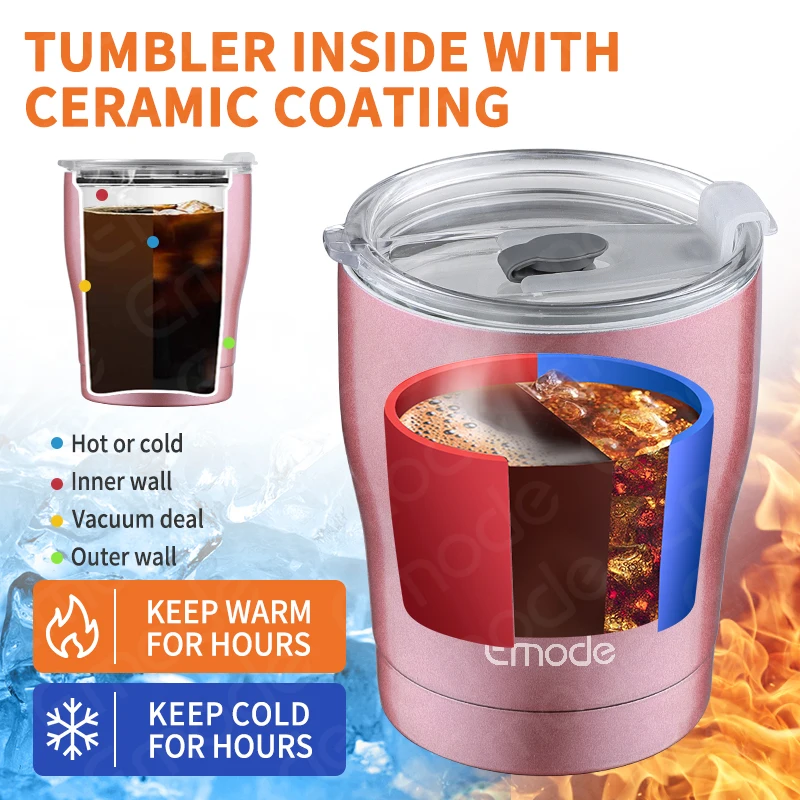 New Arrival 10oz Christmas Gift Double Wall Insulated Stainless Steel Insulated Ceramic Lined Coating Coffee Travel Mug For Car