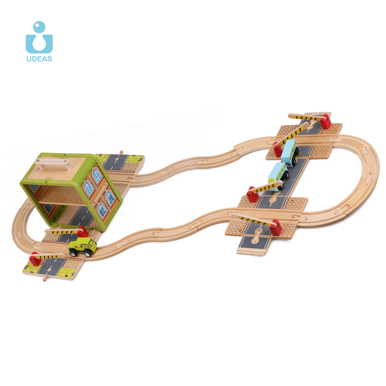 UDEAS Hight Quality Baby Wooden Train Track Railway Car Child Slot Figure Model Train Toys For Kids Set