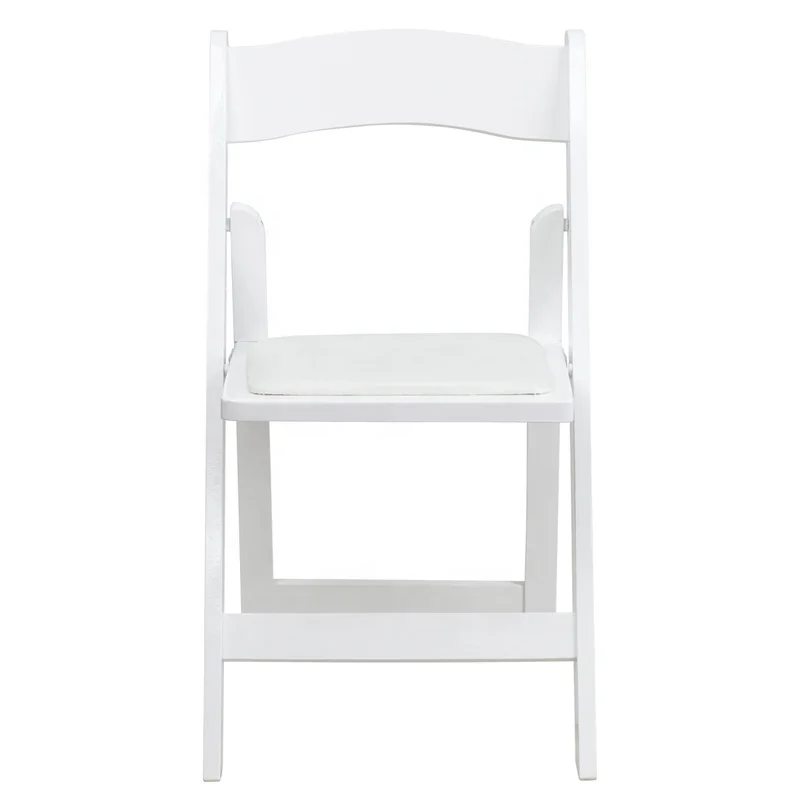 SUNZO White Wedding Resin Folding Chair Event Party Vinyl Padded chair