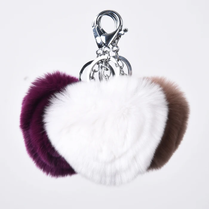Fashion girls rabbit fur balls / heart fur keychain / rex rabbit fur keychain