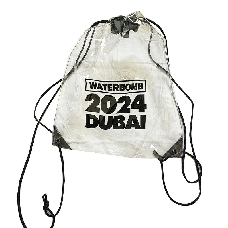 Transparent Cinch Cord Bags Stadium Sports Gym Pvc Swimming Backpack Waterproof Beach Clear Pvc Drawstring Bag