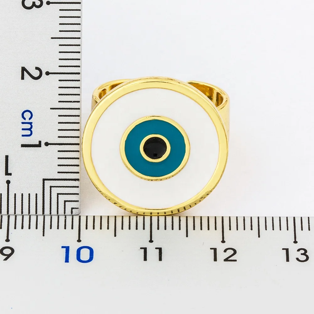 Wholesale Low MOQ Big Evil Blue Eye Rings For Women Copper Gold Plated Adjustable Rings Engagement Wedding Luxury Jewelry