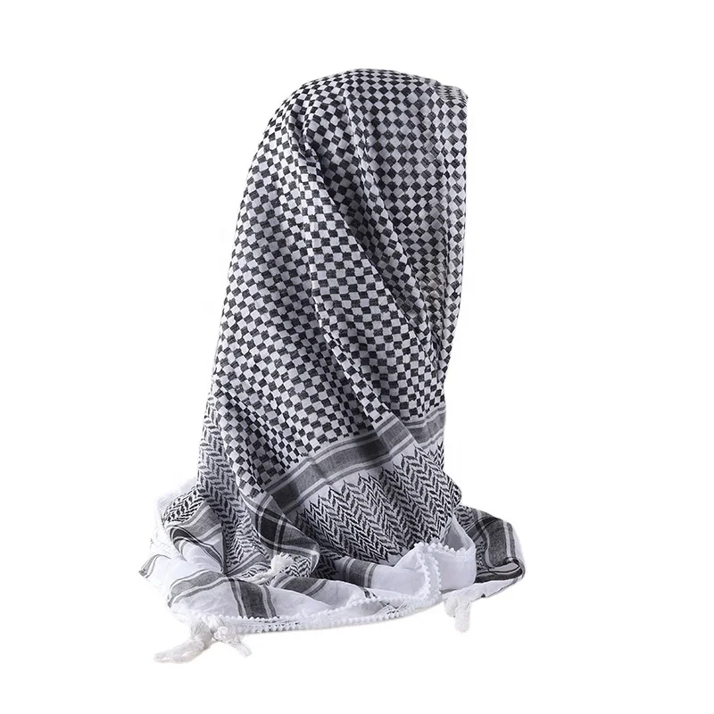 Black plaid Hiking shimagh Shemagh arab scarf Desert kuffiyeh palestine keffiyeh Wrap 130*130cm Islamic Mens Square Scarf Unisex