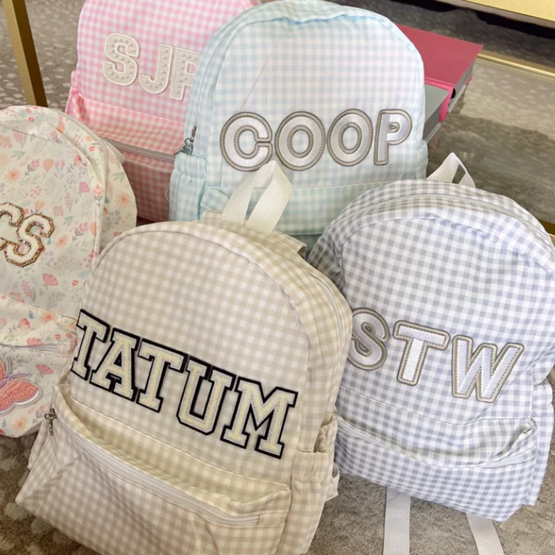 Wholesale Gingham Kids Waterproof School Bags Custom Mini Flower Print Toddler Backpack
