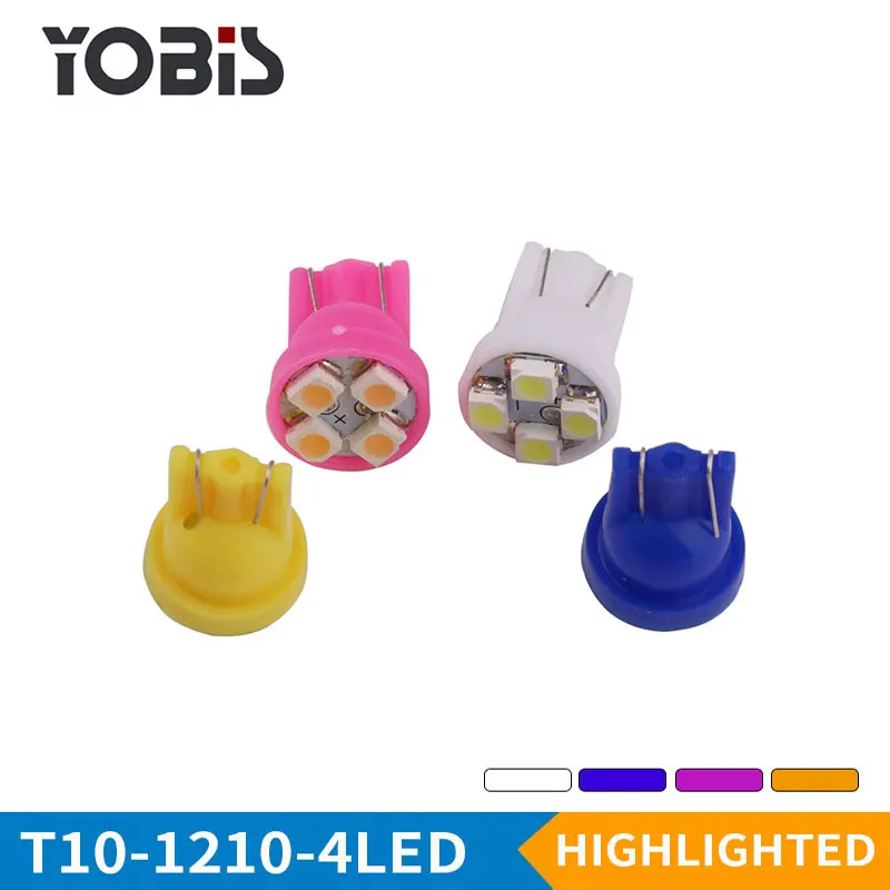 YOBIS 12V 4smd 1210 194 W5W pingo T10 Led Bulb for Car Led Pinball Colorful Reversing Lights Lamp