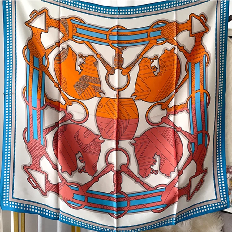 Bandanas Custom Logo Printed 100% silk Bandana Malaysia Fans Square Shape Silk Scarf