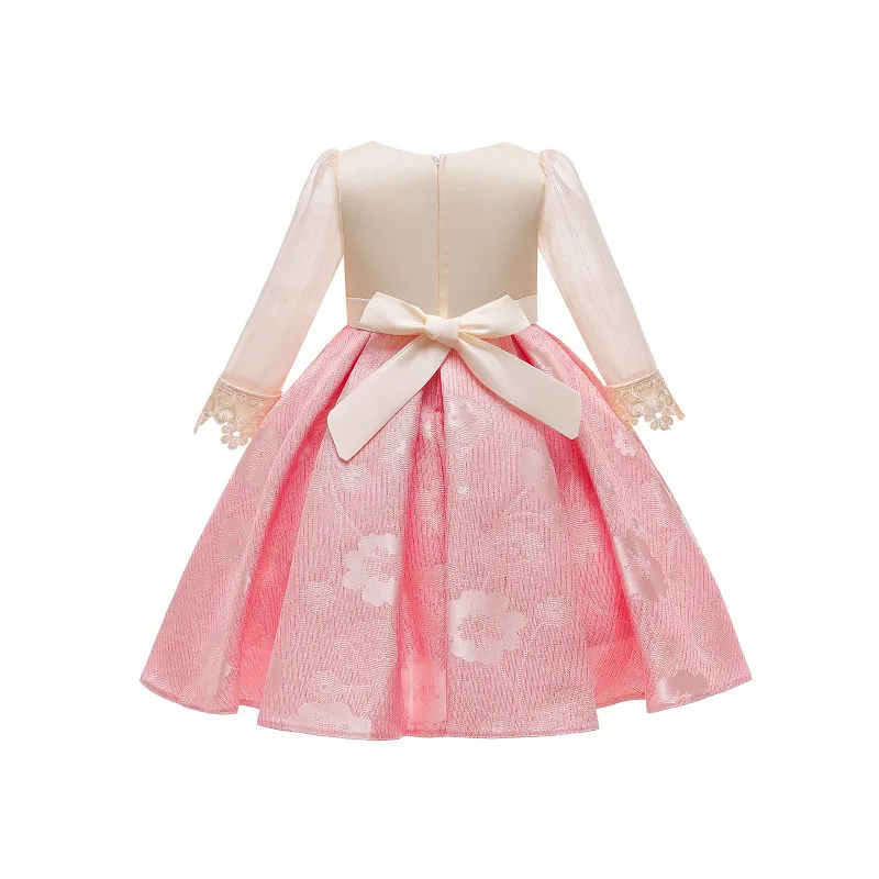 High Quality Fashion Long Sleeve Child Kids Wear Clothing Teen Girl Dresses Wholesale Little Flower Girls Party Evening