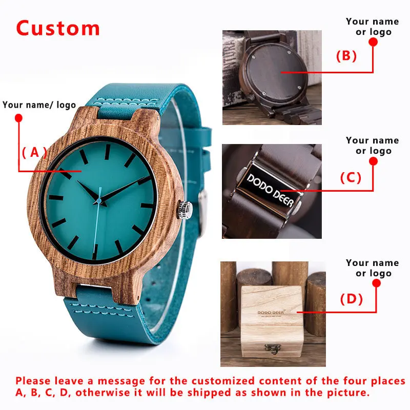 DODO DEER D08 blue wooden watch male couple cross-border e-commerce student wooden watch female creative gift watch