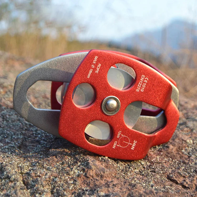 High Quality 24kN Aluminium Rigging Hauling Rescue Arborist Tree Climbing Double Pulley