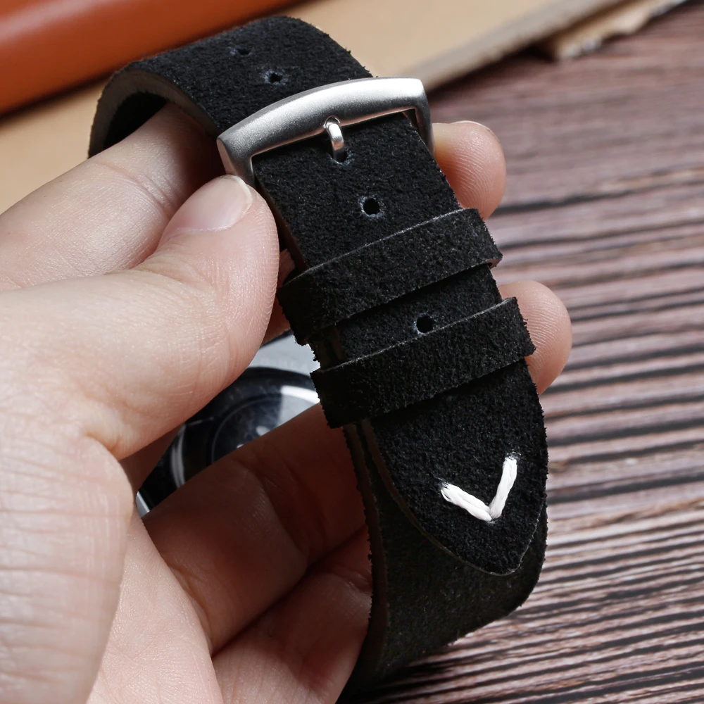 top grain suede genuine leather watch straps bracelet 20mm 22mm smart leather watch strap