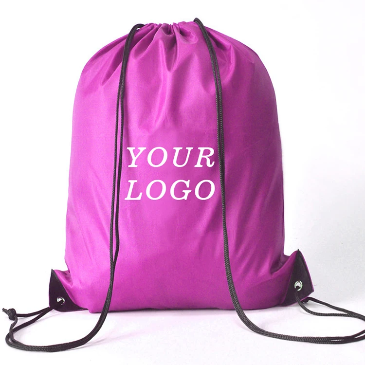 Custom Logo Nylon Draw String Bag Full Color Cinch Backpack Waterproof 210D Polyester Drawstring Bag