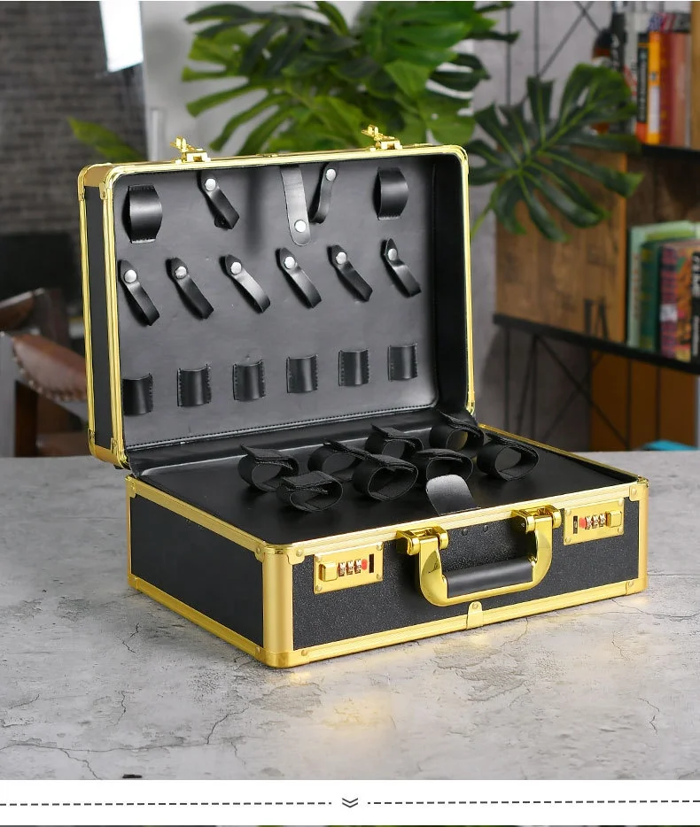 Hairdressing Gold Toolbox Special Aluminum Alloy Password Lock Large Capacity Briefcase Storage Hairdresser Barber Box