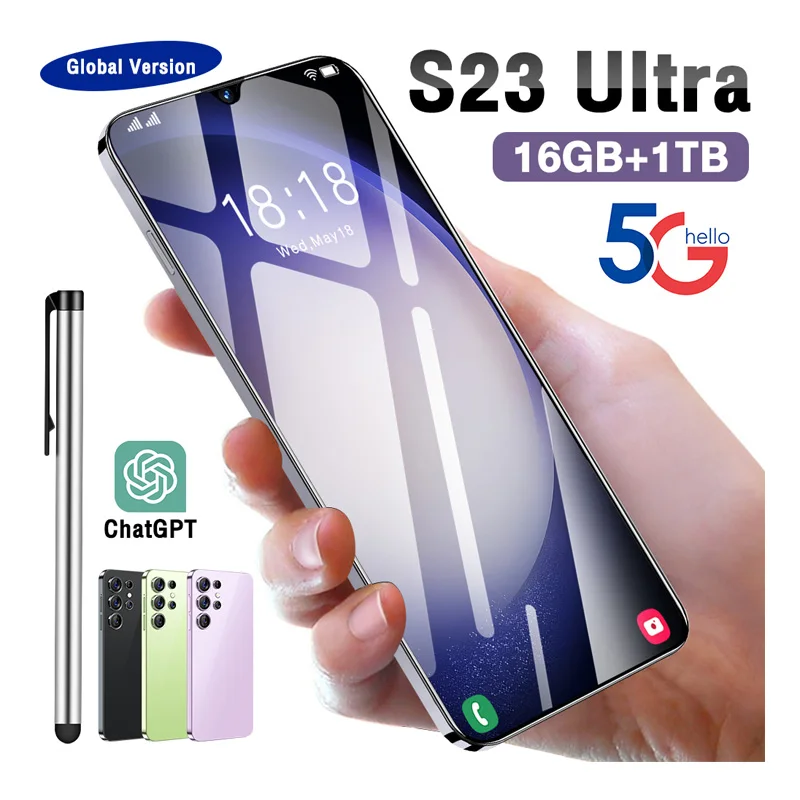 S23 ультра мобильные телефоны с распознавателем лица разблокированы 16 г + 1 ТБ сотовые 5 смартфоны 3G & 4G смартфон celular s23 Ultra